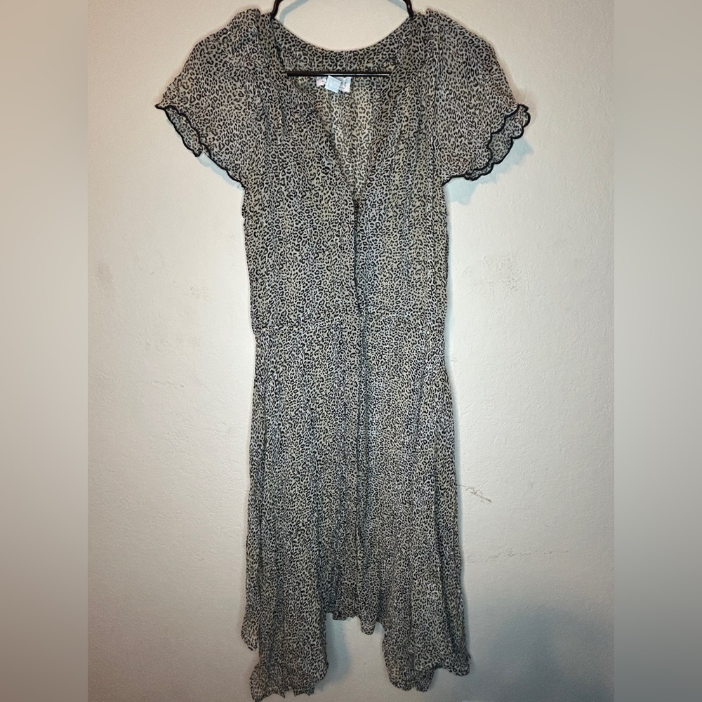 Velvet by Graham & Spencer cheetah print sheer midi Dress